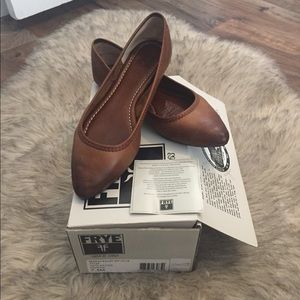 Cognac Frye leather flats